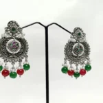 Jewellery Oxidised Pearls Beads Pearls Floral Ethnic Drop Earrings For Women & Girls