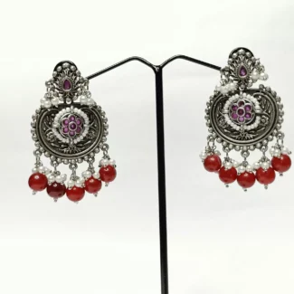 Jewellery Oxidised Pearls Beads Pearls Floral Ethnic Drop Earrings For Women & Girls