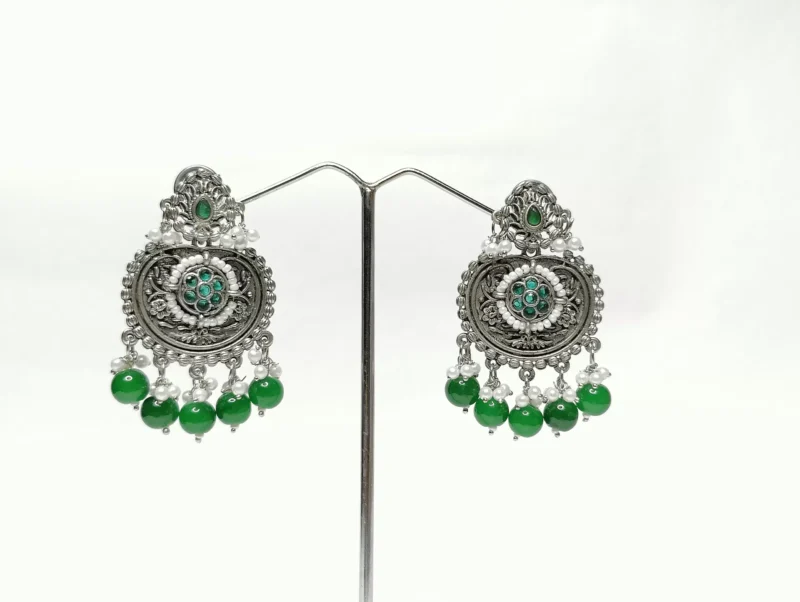 Jewellery Oxidised Pearls Beads Pearls Floral Ethnic Drop Earrings For Women & Girls