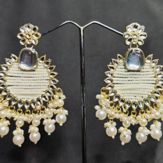 Kundan Pearl Drop Earrings for Women and Girls