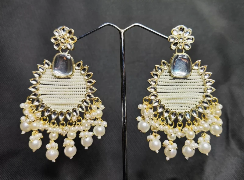 Kundan Pearl Drop Earrings for Women and Girls