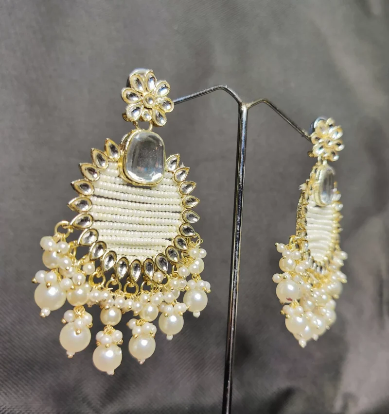 Kundan Pearl Drop Earrings for Women and Girls