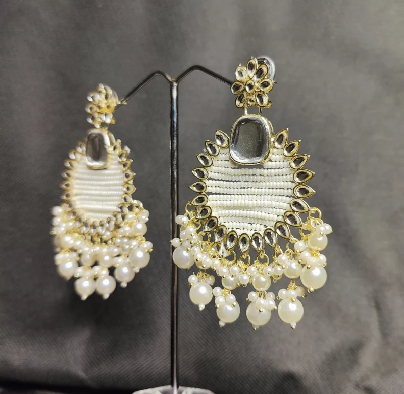 Kundan Pearl Drop Earrings for Women and Girls