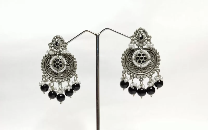 Jewellery Oxidised Pearls Beads Pearls Floral Ethnic Drop Earrings For Women & Girls