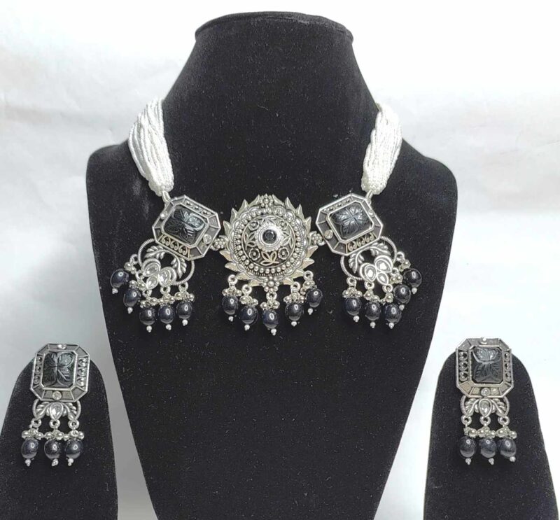 Oxidized Black and Silver Jewelry Set