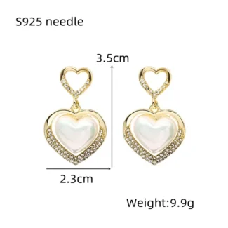 Heart Pearl and Diamond Earrings