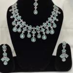 American Diamond Necklace Set Sea Green