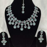 American Diamond Necklace Set Sea Green