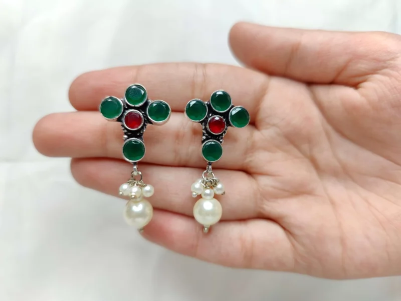 Silver Replica Earring with Pearls