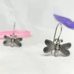 Silver oxidized dangle earrings butterfly shape