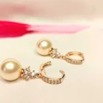 Zirconia Stone Cream Pearl Drop Earrings