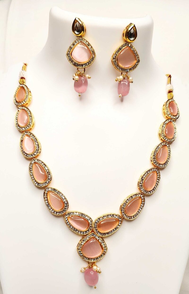 Monalisa Stone & AD Studded Necklace Set