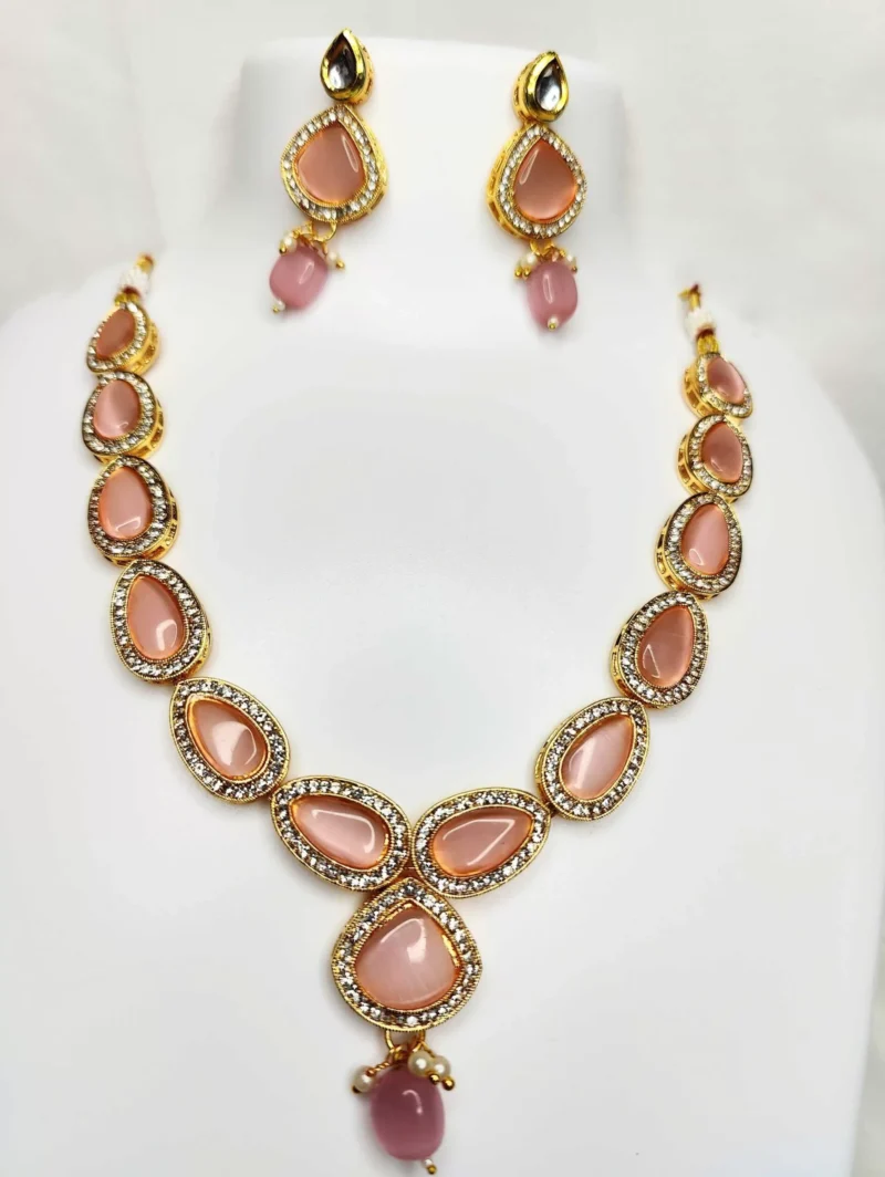 Monalisa Stone & AD Studded Necklace Set