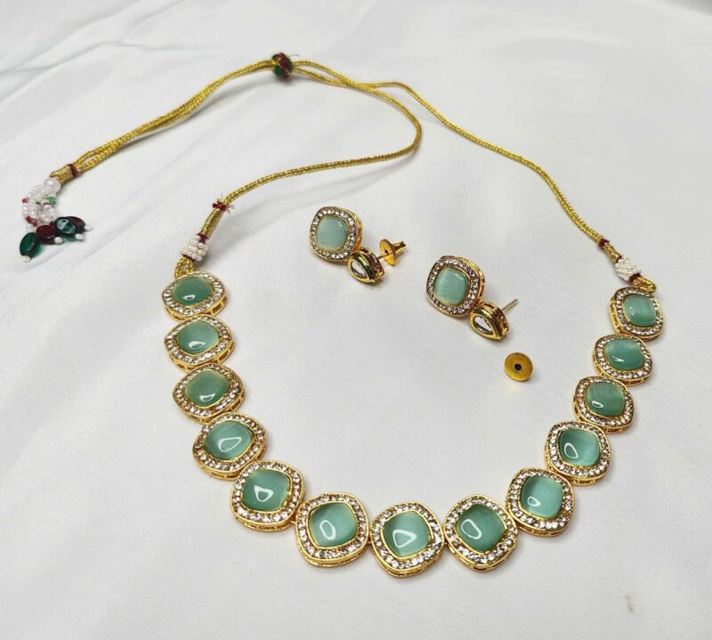 Monalisa Stone & AD Studded Necklace Set