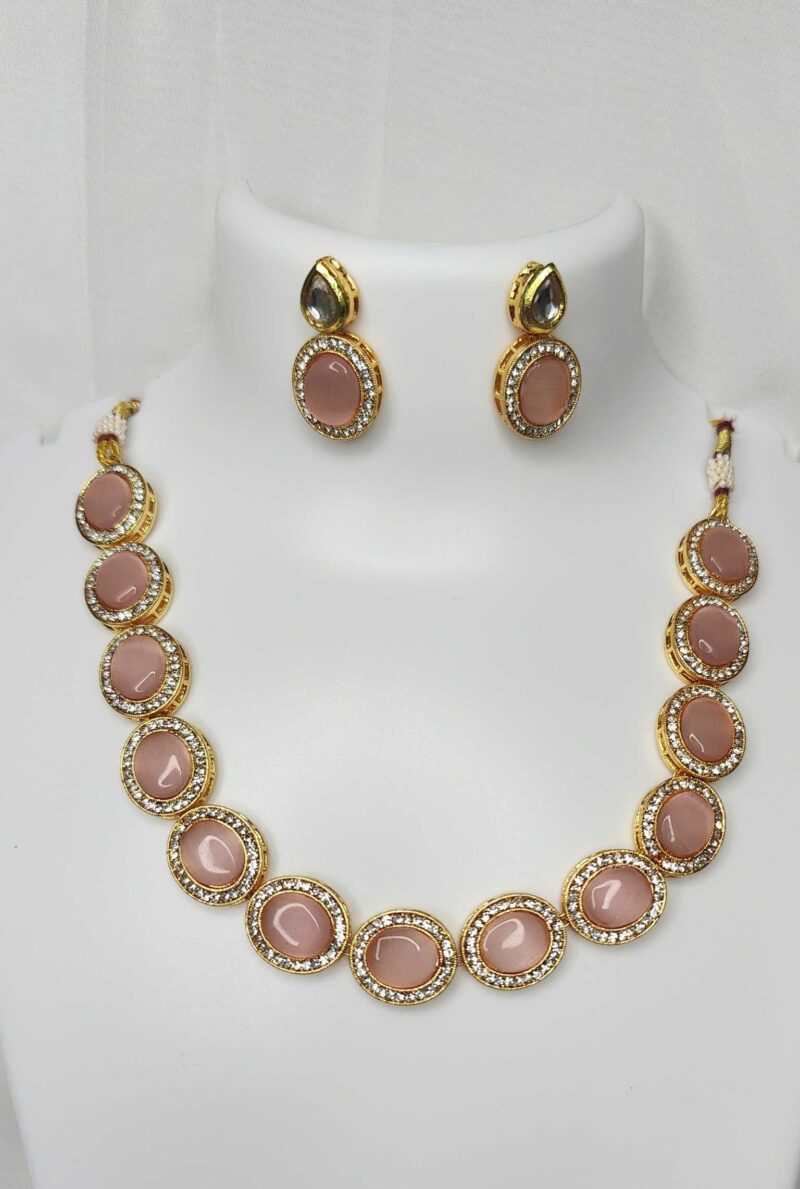 Monalisa Stone & AD Studded Necklace Set