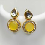 Monalisa Stone & AD Studded Necklace Set Yellow color