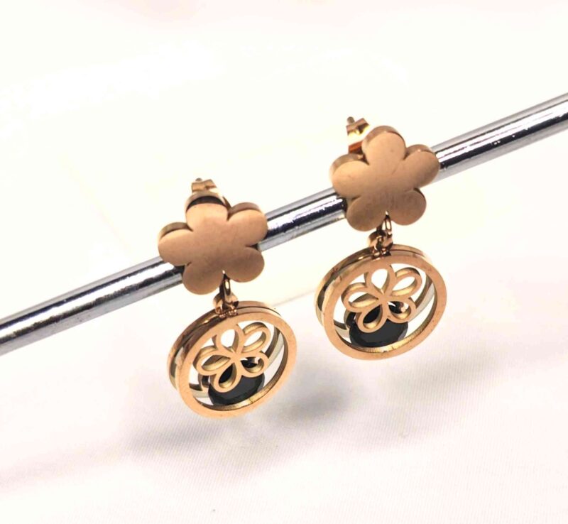 Western Rose Gold Drop Circle Earring Stainless Steel