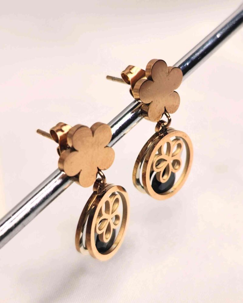 Western Rose Gold Drop Circle Earring Stainless Steel