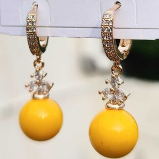 Zirconia Stone Yellow Pearl Drop Earrings