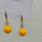 Zirconia Stone Yellow Pearl Drop Earrings