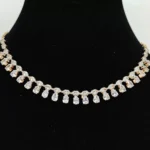 Rhodium-Plated Stone-Studded Necklace & Earrings Set