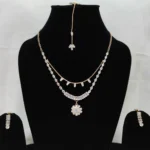 Necklace & Earrings Set Base Metal : Alloy Plating : Rhodium Stone Type : Rhinestone Sizing : Adjustable Type : Necklace and Earrings Net Quantity (N) : 1