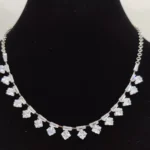 Rhodium-Plated Stone-Studded Necklace & Earrings Set