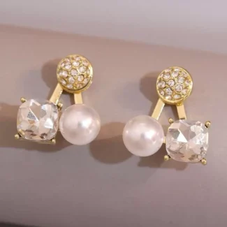 Korean AD Pearl Unique Stud Earrings