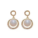 Korean Circle Of Life AD-Pearl Drop Earrings