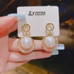 Korean Circle Of Life AD-Pearl Drop Earrings