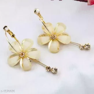 Flower and drop Stone Earrings