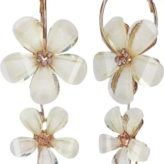 Gold Plated and Crystal Flowers Earrings