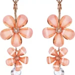 Gold Plated and Crystal Flowers Earrings