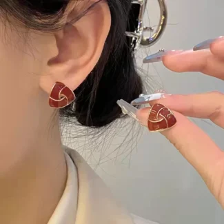 Triangle Maroon stud Earrings