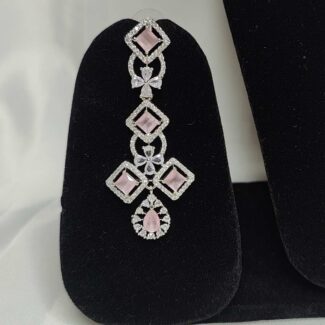 American Diamond Necklace Set Pink