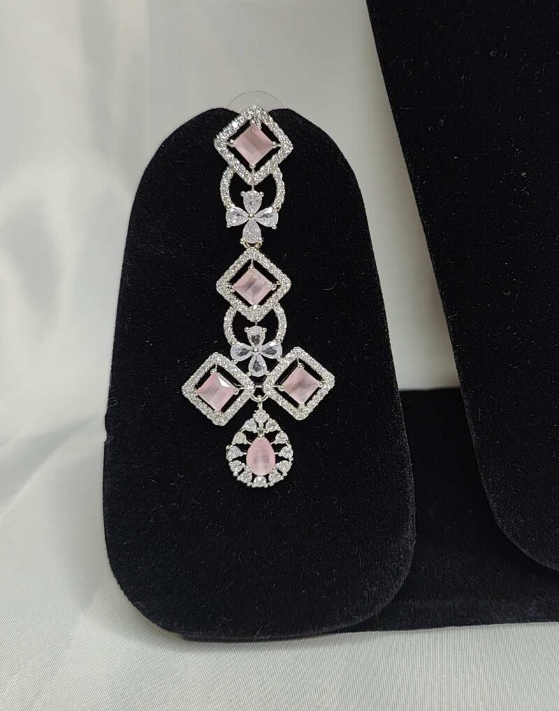 American Diamond Necklace Set Pink