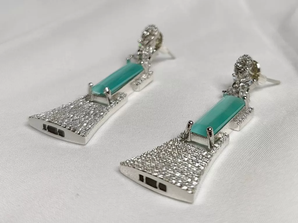 Sea Green American Diamond Earrings