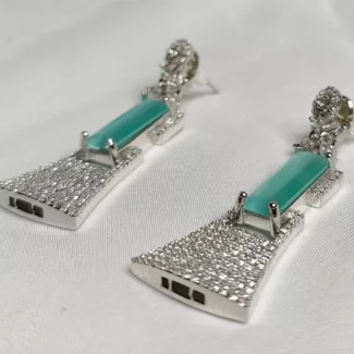 Sea Green American Diamond Earrings