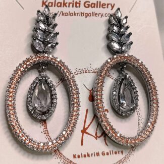 Black polished AD Earrings by kalakriti gallery