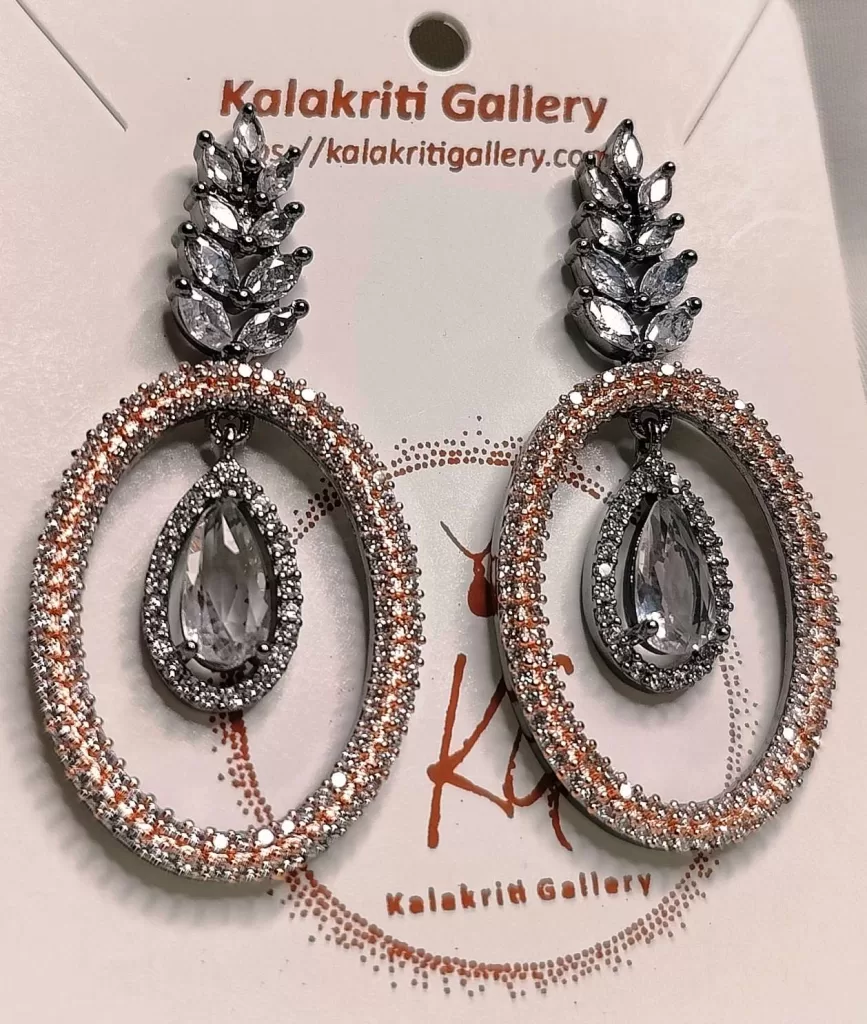 Black polished AD Earrings by kalakriti gallery