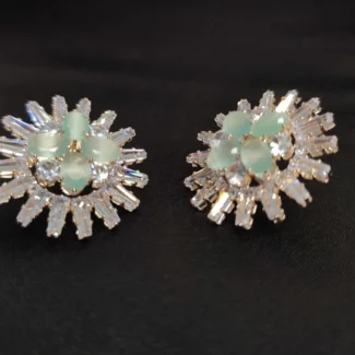 Sea Green Ad Stone Stud Earrings