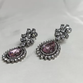 Pink Ruby Zircon Earrings by Kalakriti Gallery