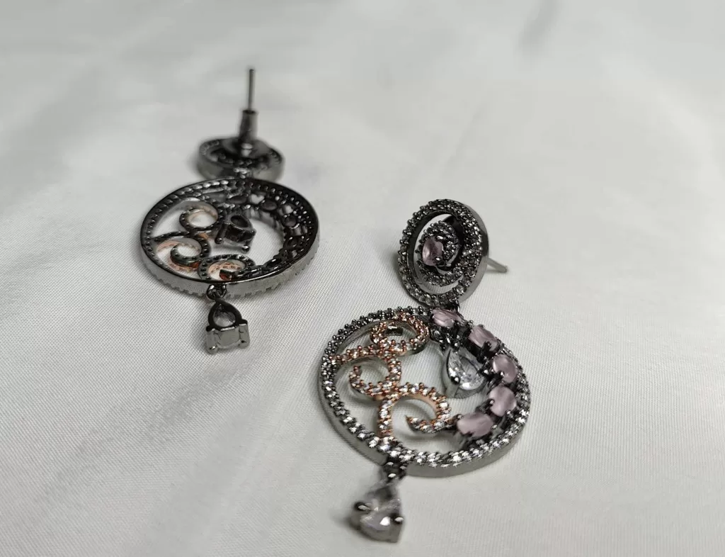 Rose Gold American Diamond Dangler Earrings