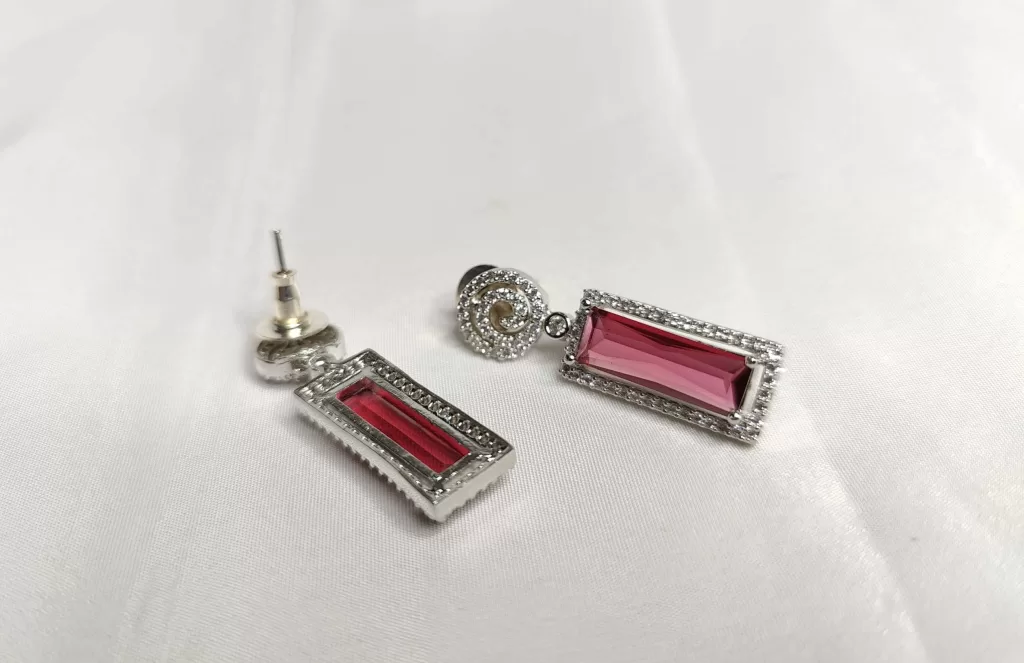 Wine Ruby Stone Zircon Earring