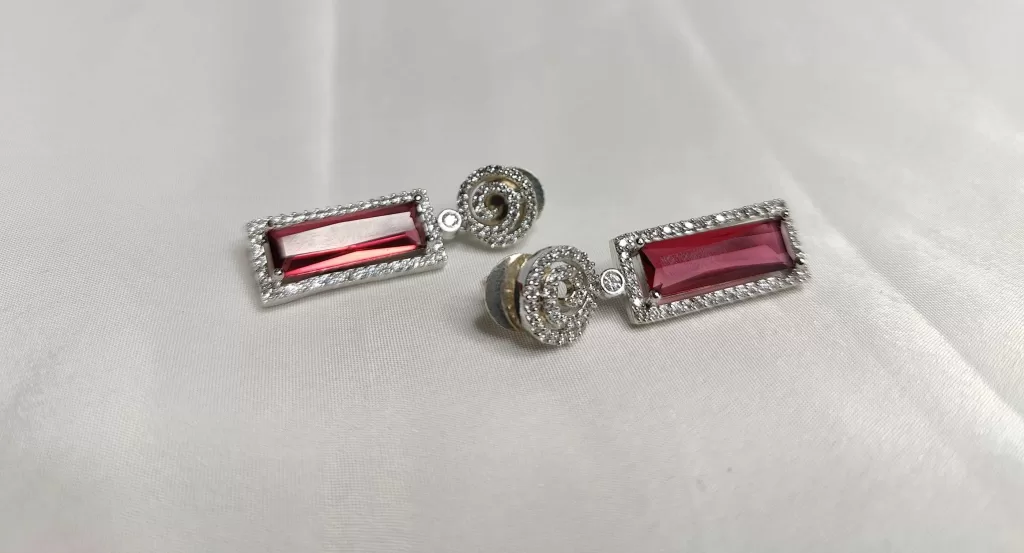 Wine Ruby Stone Zircon Earring