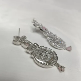 Voguish Pink American Diamond Earrings by Kalakriti Gallery