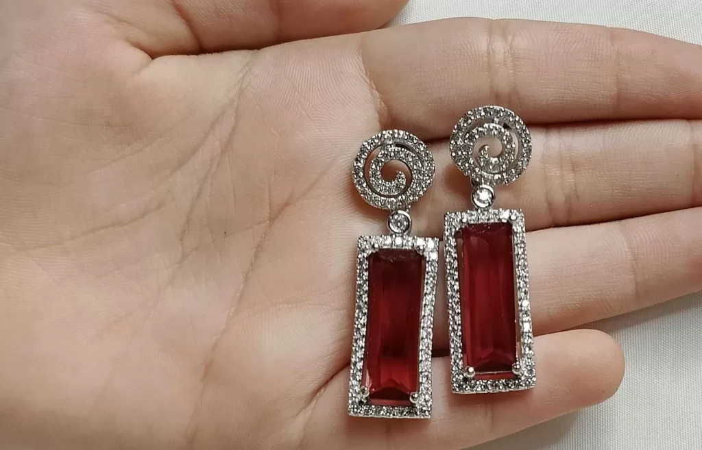 Wine Ruby Stone Zircon Earring