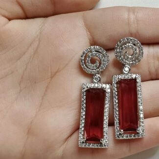 Wine Ruby Stone Zircon Earring