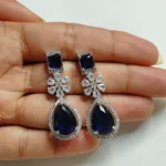 Blue American Diamond Drop Earrings