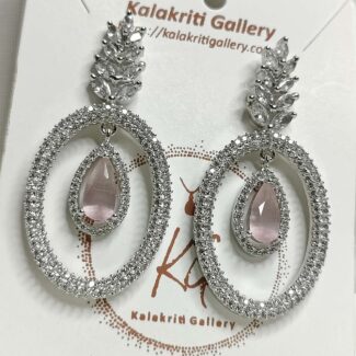 Silver polished AD Earrings by kalakriti gallery